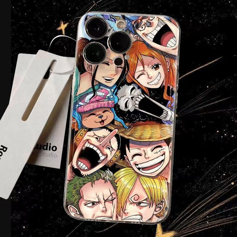 ONE PIECE Mobile Phone Case for Apple 13ProMax/14/15/16/12/11 Cartoon Animation Transparent Soft Case X