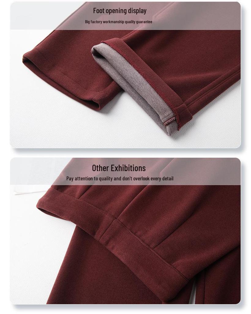 Ancola Red Women's High-Waisted Wool Wide-Leg Pants - 2024 Autumn/Winter Collection