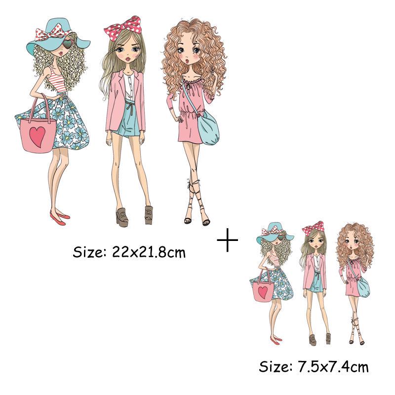 Patches For Clothes Russian Girls Thermal Stickers For Clothes DIY Heat Transfer Coffee Lady Mom Baby Patches Iron On Transfer