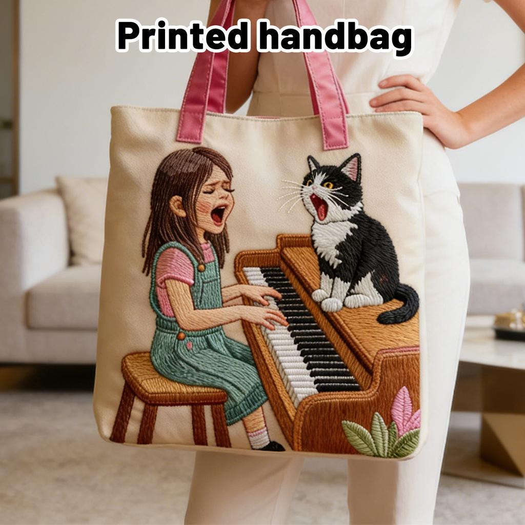 3D Printed Handbag With Ladypattern; Canvas Shoulder Bag Weighing 300 Grams