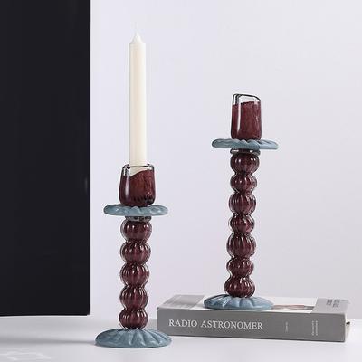 Glass Candlestick Creative Geometric Colored Candle Holder Candle Stick Holder Wedding Home Decoration Accessories
