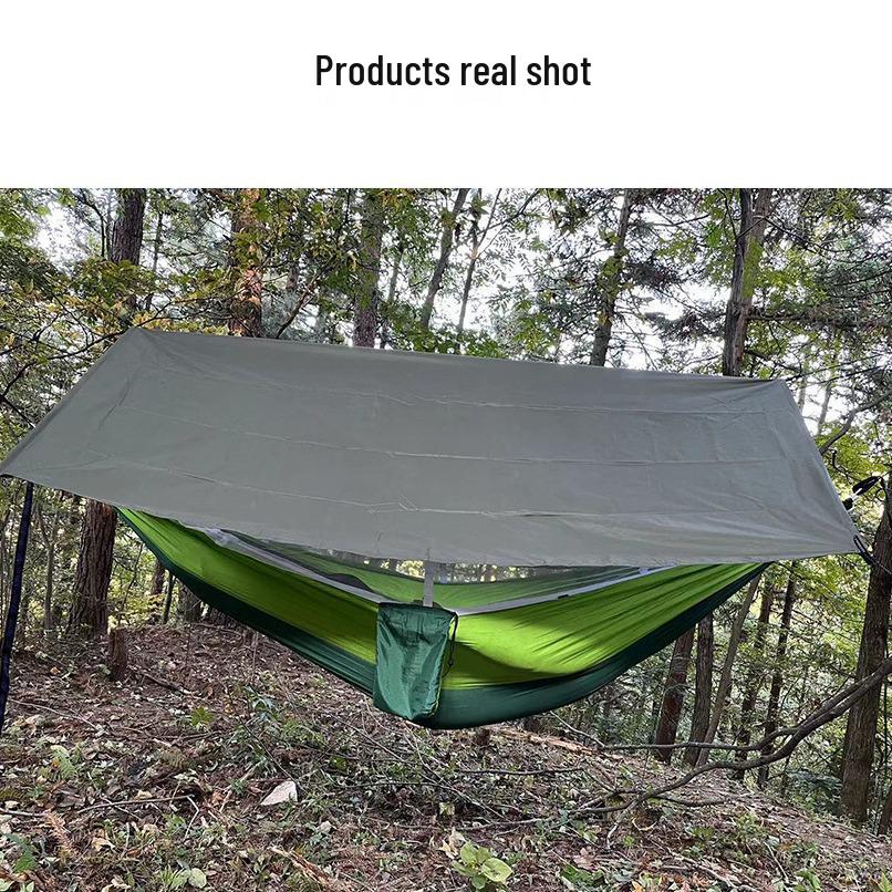 Outdoor Quick-Open Hammock with Mosquito Net and Rainproof Sunshade Tarp