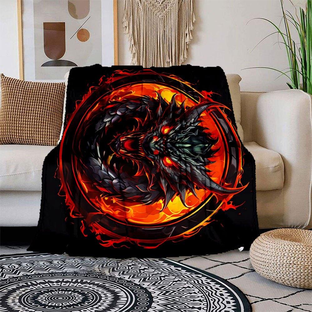 

Flaming Dragon Ring: Mythical Fire Emblem Blanket Flannel Throw Blanket for Sofa, Bed, Travel, Camping, Office, Couch, Chair, And Bed Gift 150x180cm