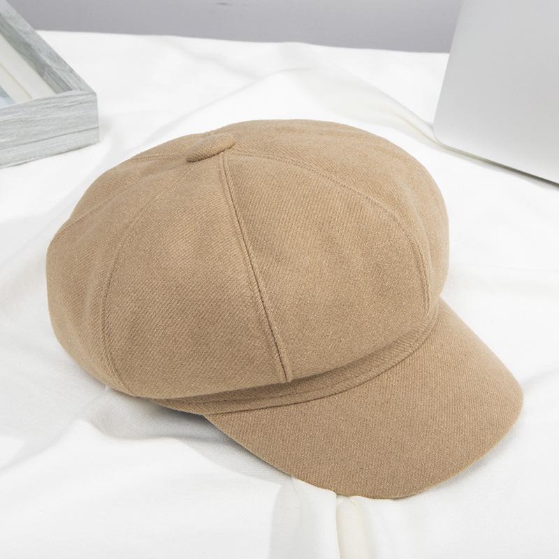 New women's autumn and winter octagonal hat trendy autumn and winter literary and versatile octagonal hat woolen octagonal hat