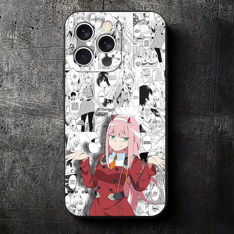 Darling Zero Two 02 Anime Soft Phone Case for iPhone 16 16E 17 Air 15 Pro Max 14 Plus 13 Mini 11 12 7 Black Cover Back Shell