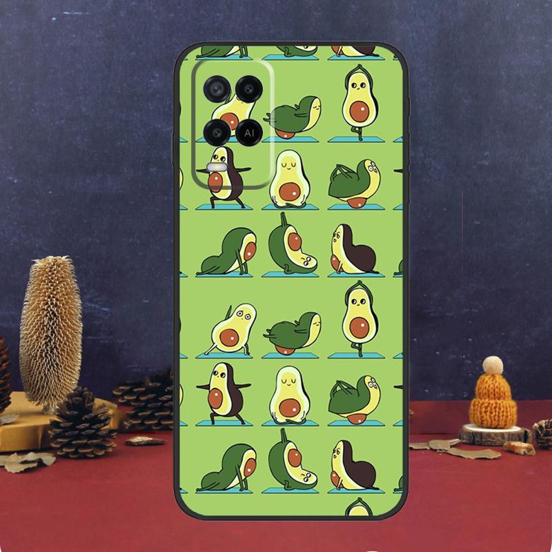 Avocado Yoga Funny Pattern For OPPO A17 A77 A58 A78 A98 A15 A5 A9 A96 A76 A16 A54 A74 A94 A52 A72 A79 A57S A53S Case