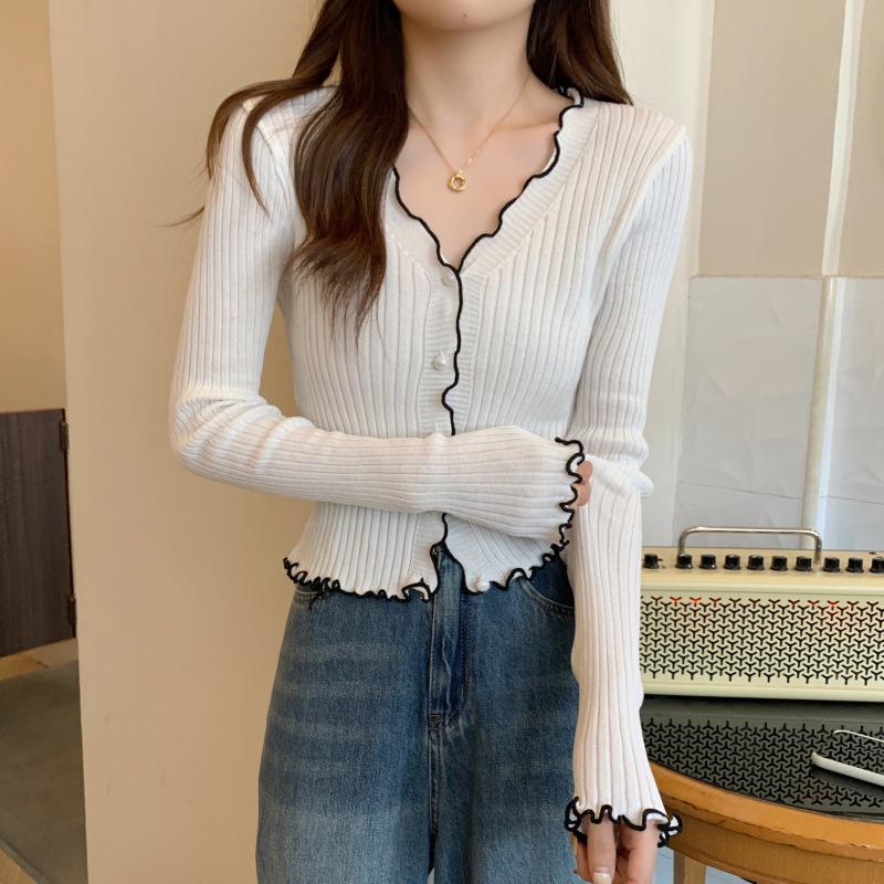 

Кардиган свитер вязаный в корейском стиле для женщин - Продвинутое нижнее белье, Весна/Осень 2024 L белый