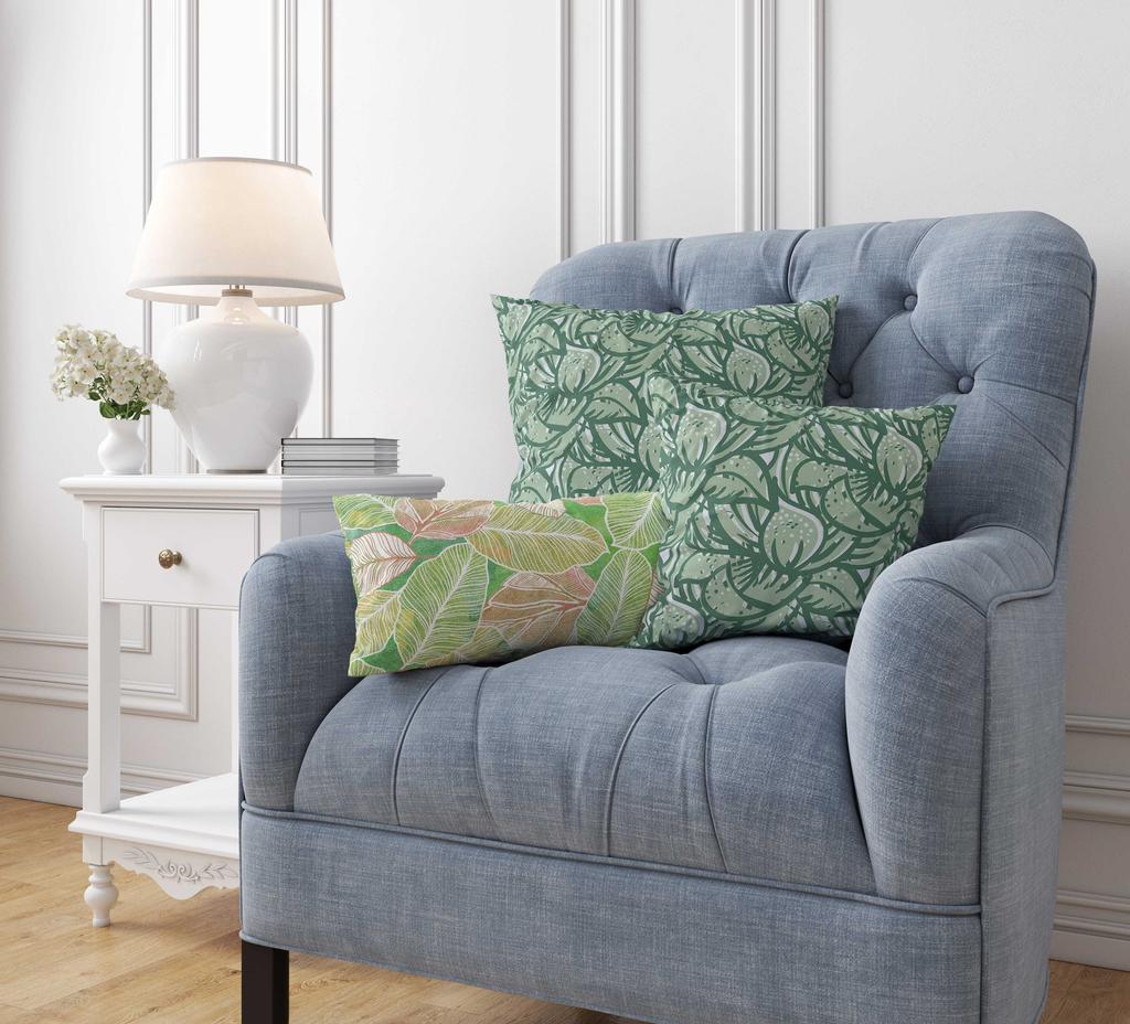 Vargottam Luxury, Printed Mint Green Theme Cushion Covers Decorative Pillow Covers Lumbar Throw Pillowcase - 20x12