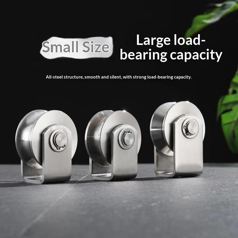 V/U Type Stainless Steel Pulley Bearing Track Wheel Wire Rope Lifting Sliding Door Trolley Ball Bearing Industrial Lifting Wheel