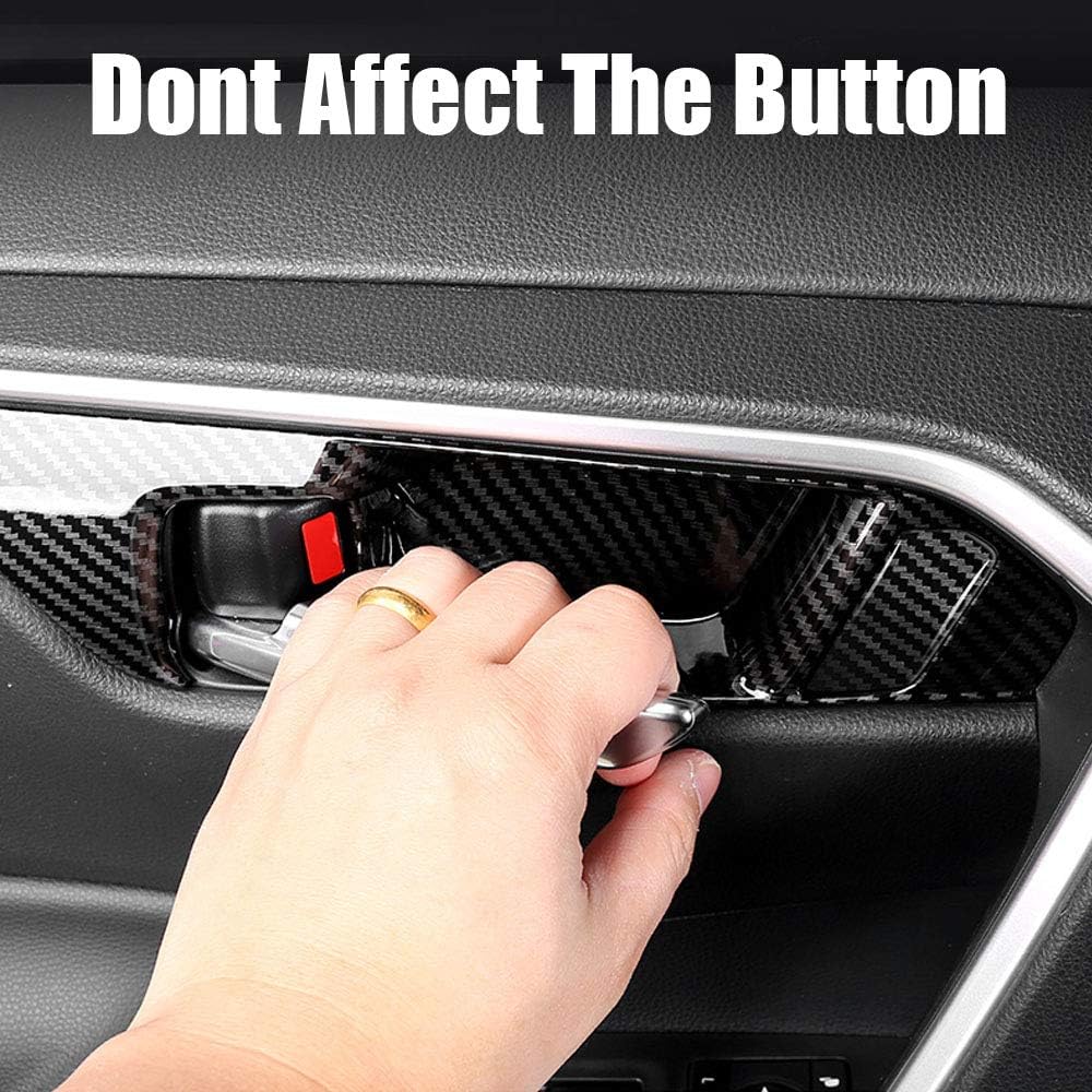 XITER 4pcs ABS Carbon Fiber Inner Door Handle Decoration Cover Door Bowl Trim for Toyota RAV4 2019 2020 2021 2022 2023 2024 2025