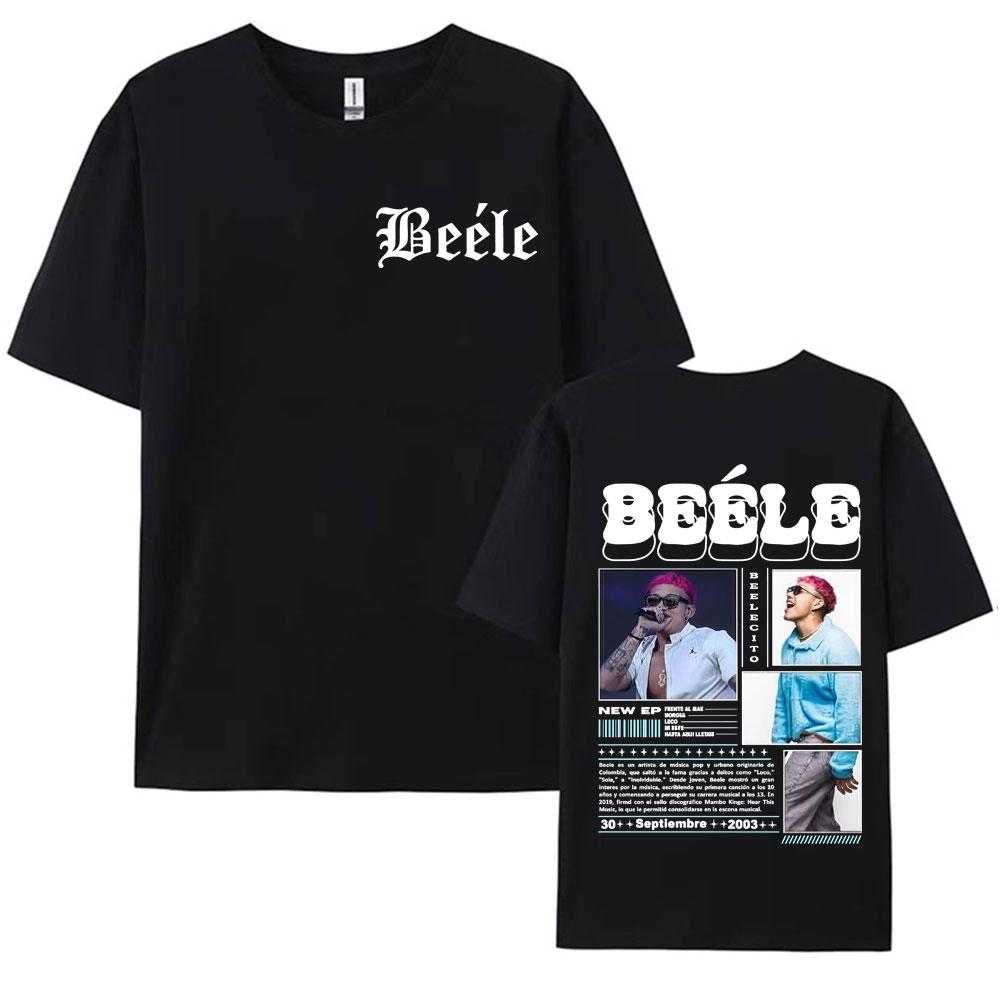 Rapper Beelecito Album Tour 2025 Double Sided Printed Tee Shirt for Men Hip Hop Vintage T Shirt Unisex Casual Tshirt Streetwear