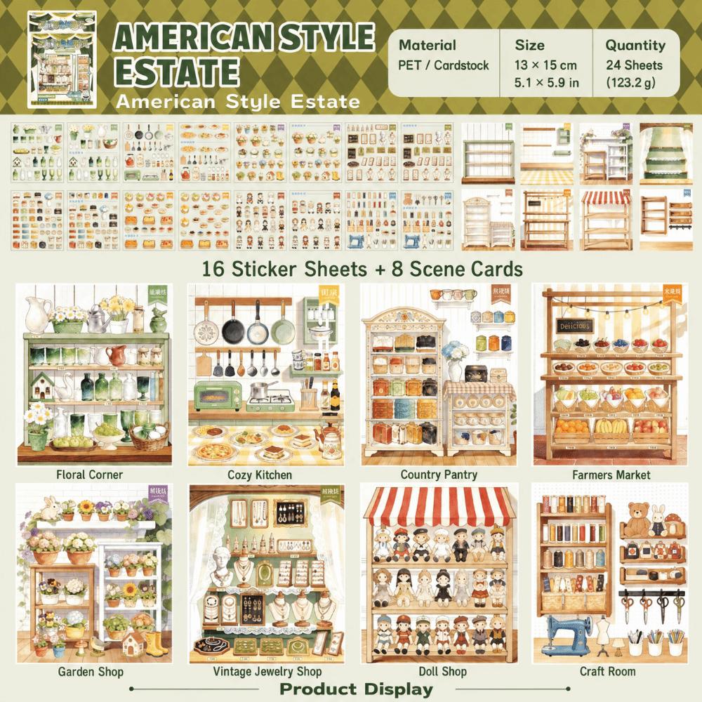 3D Stacking Mini Scenery Stickers Shop Shelf DIY Pocket Cabin Scene New Miniature Scene Sticker B