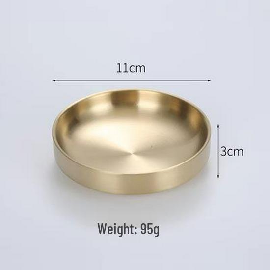 Golden Double-Layer Korean Cuisine Bowl - 304 Stainless Steel, Ideal for Rice, Soup, Kimchi, and Cold Noodles.