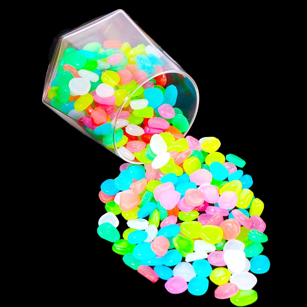 500Pcs Glow Fish Tank Luminous Stones Colorful Flowerpot Decorative Stone Garden Pebble  Night