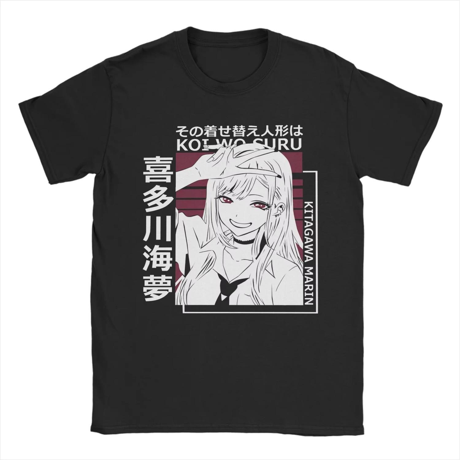 

My Dress-Up Darling Marin Kitagawa T Shirt Summer Wakana Gojo Anime Vintage T Shirts 100% Cotton Tshirt for Pattern Tees Top S чёрный