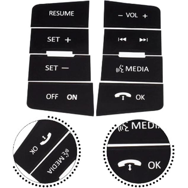 Generic Car Steering Wheel Button Caps Repair Decals Stickers Black for Ford Focus 2008 2009 2010 Automotive Interior Decor, US-001