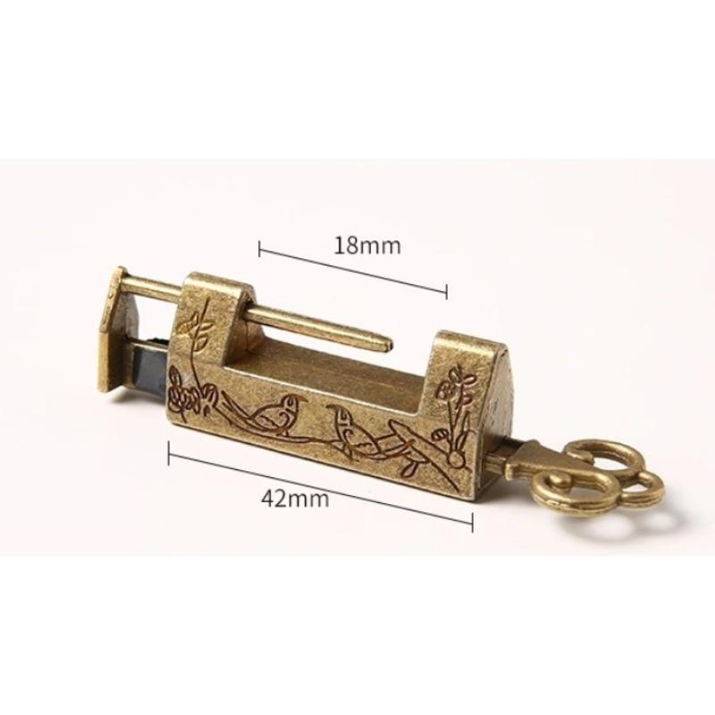 1pc Mini Creative Practical Magpie Pattern Small Lock Old Box Padlock Horizontal Retro Lock Vintage Furniture Ornaments Box Lock