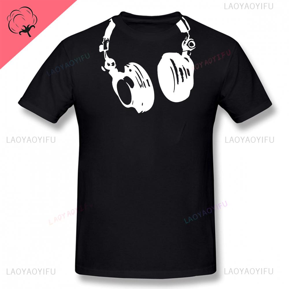 Dj Headphones T Shirts Graphic Streetwear Short Sleeve Oneck Harajuku Music Techno Tshirt Funny Unisexs Clothing For Ladies