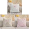 Cartoon Easter Bunny Pillow Cover Soft Rabbit Pattern Pillowcase Throw Pillow Cover  Easter Party