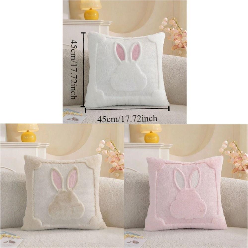 Cartoon Easter Bunny Pillow Cover Soft Rabbit Pattern Pillowcase Throw Pillow Cover  Easter Party