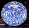 New Chinese-style Lucky Ceramic Plate Chinese Blue and White Porcelain 26cm Porcelain Plate Bracket Set Wedding Gift