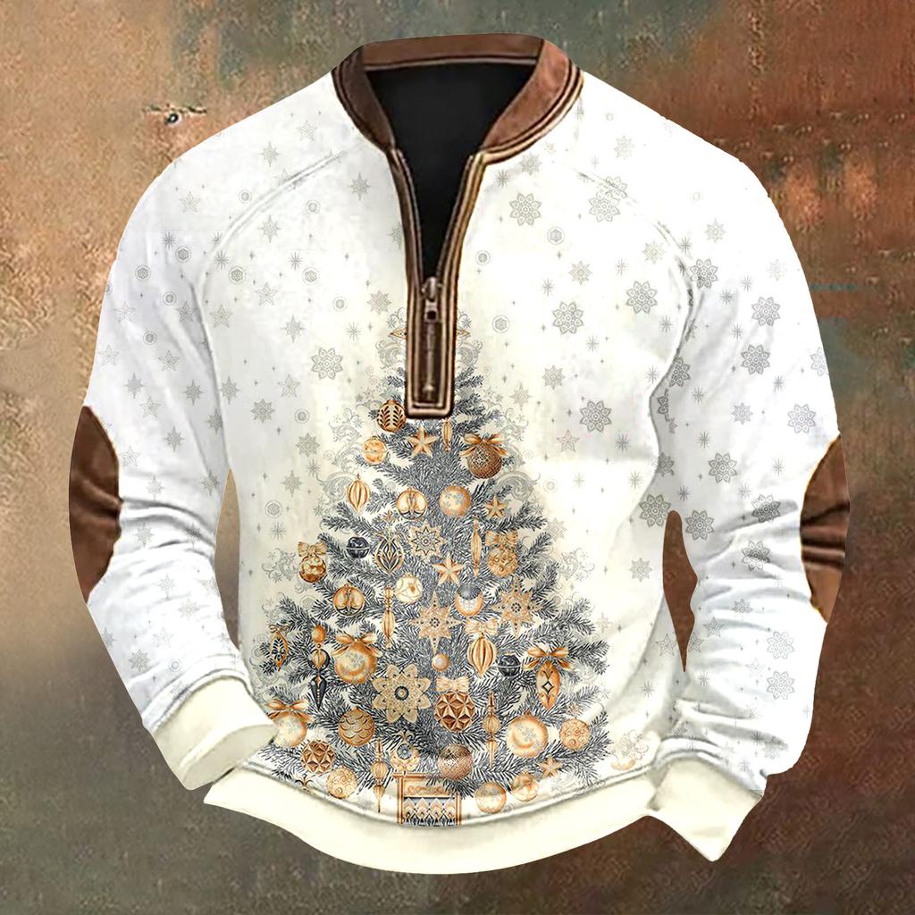 Men's Christmas Retro Casual Zipper Sweatshirt