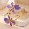 Adjustable Open Arm Bangle Enamel Glaze Armband Fairy Flower Bracelet  Hand Jewelry