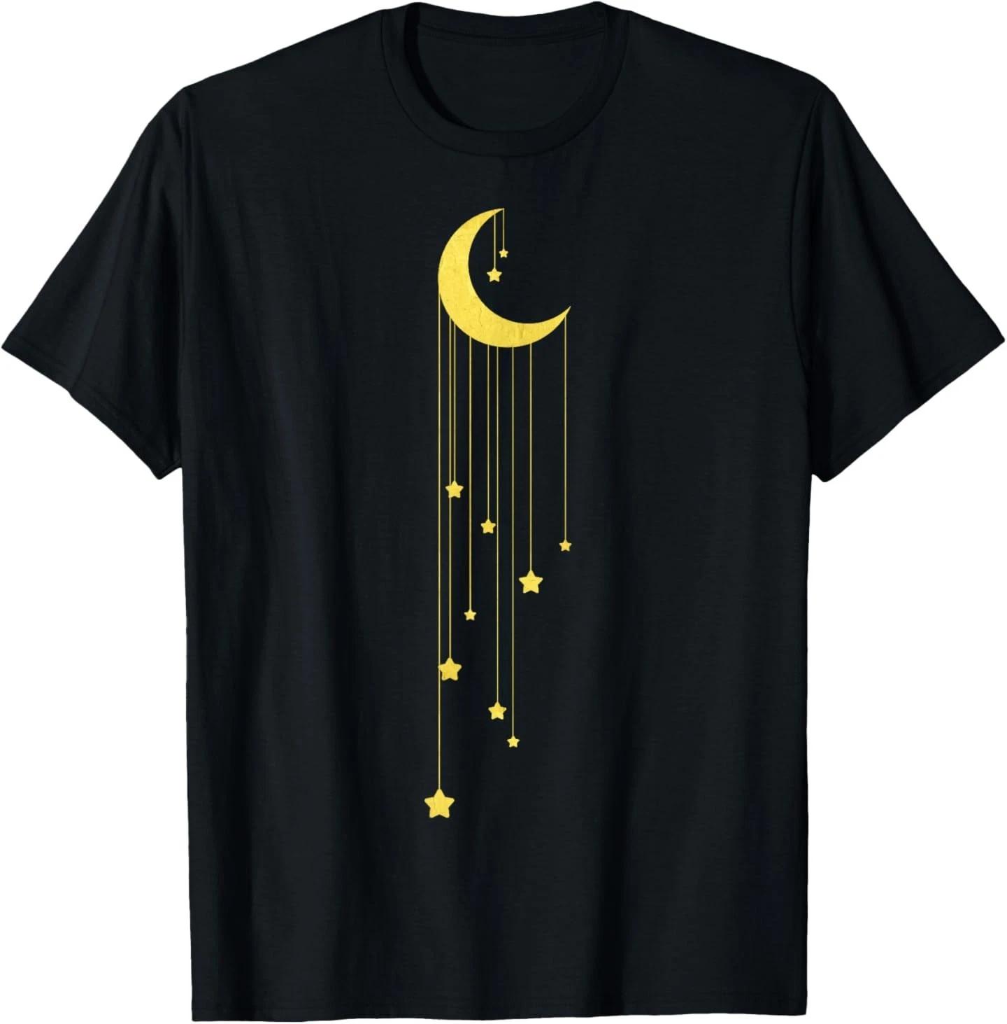 Gold Moon And Falling Stars Graphic T- Shirt L