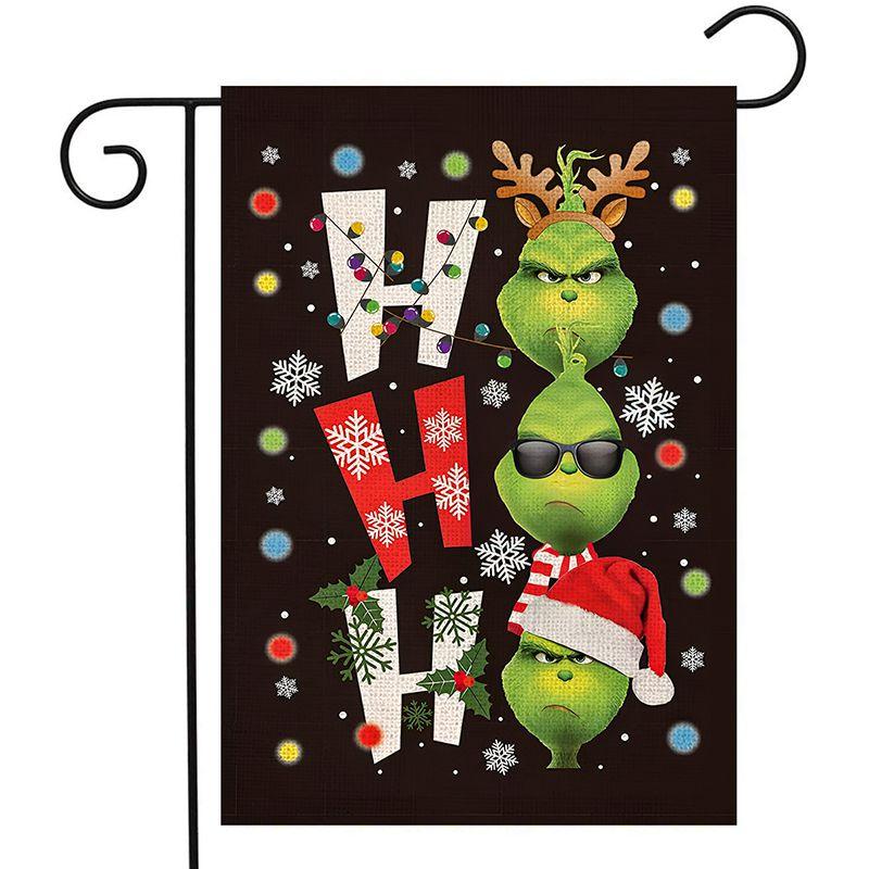 Steag de Grădină de Crăciun Grinch Decor Festiv pentru Curte In Imprimat Față-Verso In