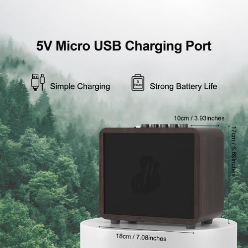 JUSTPRO 15W Mini Guitar Amplifier, Portable Acoustic Guitar Amplifier, Rechargeable Wireless Guitar Practice Amplifier with 4 EFX Volume Adjustment, S