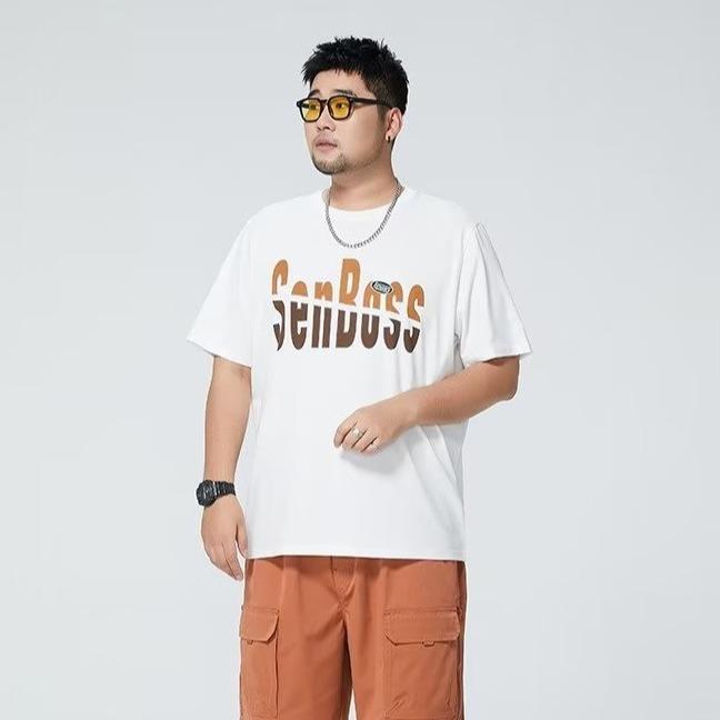 

Летняя мужская футболка с короткими рукавами очень большого размера для свободных пар, футболка с короткими рукавами и круглым вырезом, соответствующие топам с буквенным принтом 8XL