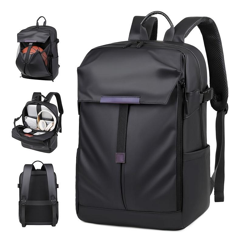 Large Solid Color Oxford Business Backpack - Spacious Commuter Bag with Waterproof Laptop Compartment