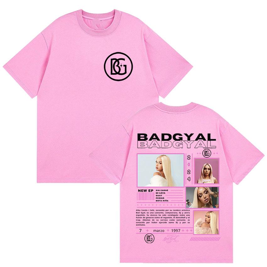 Rapper Bad Gyal Album Tour T-shirt Unisex's and Women's Summer Cotton Y2K Clothing Breathable Hip Hop Round Neck Short Sleeve Top