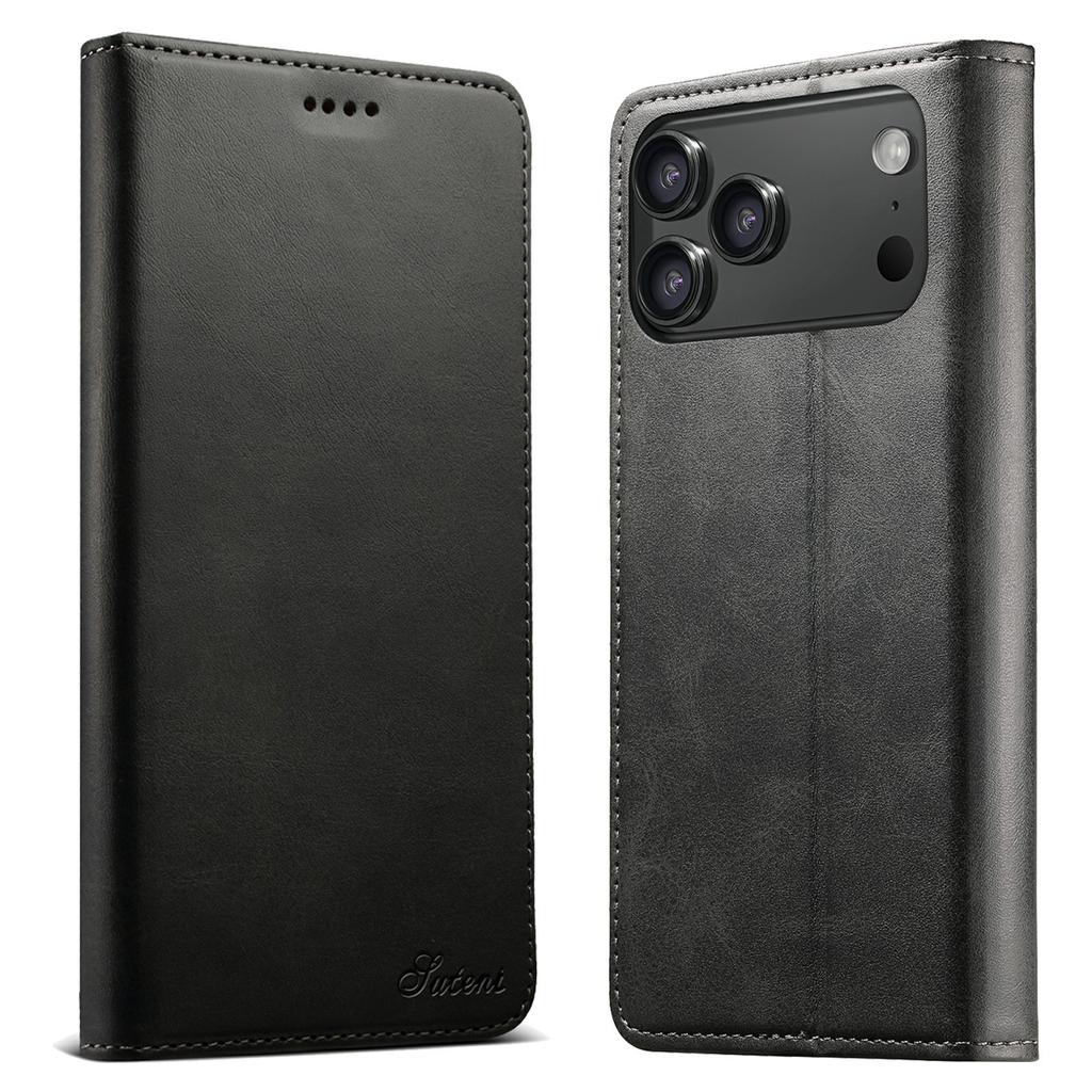SUTENI For iPhone 17 Pro Case PU Leather Wallet Stand Magnetic Closing Phone Cover