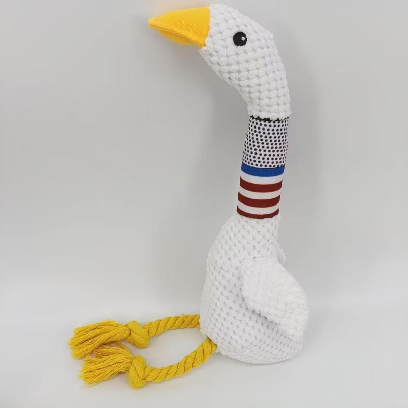 

Pet Teeth Dog Plush Sound Toy Goose Cute Speaker Duck Bite Resistant Indestructible Dogs Chew Toys Supplies Interactive Dog Toy белый