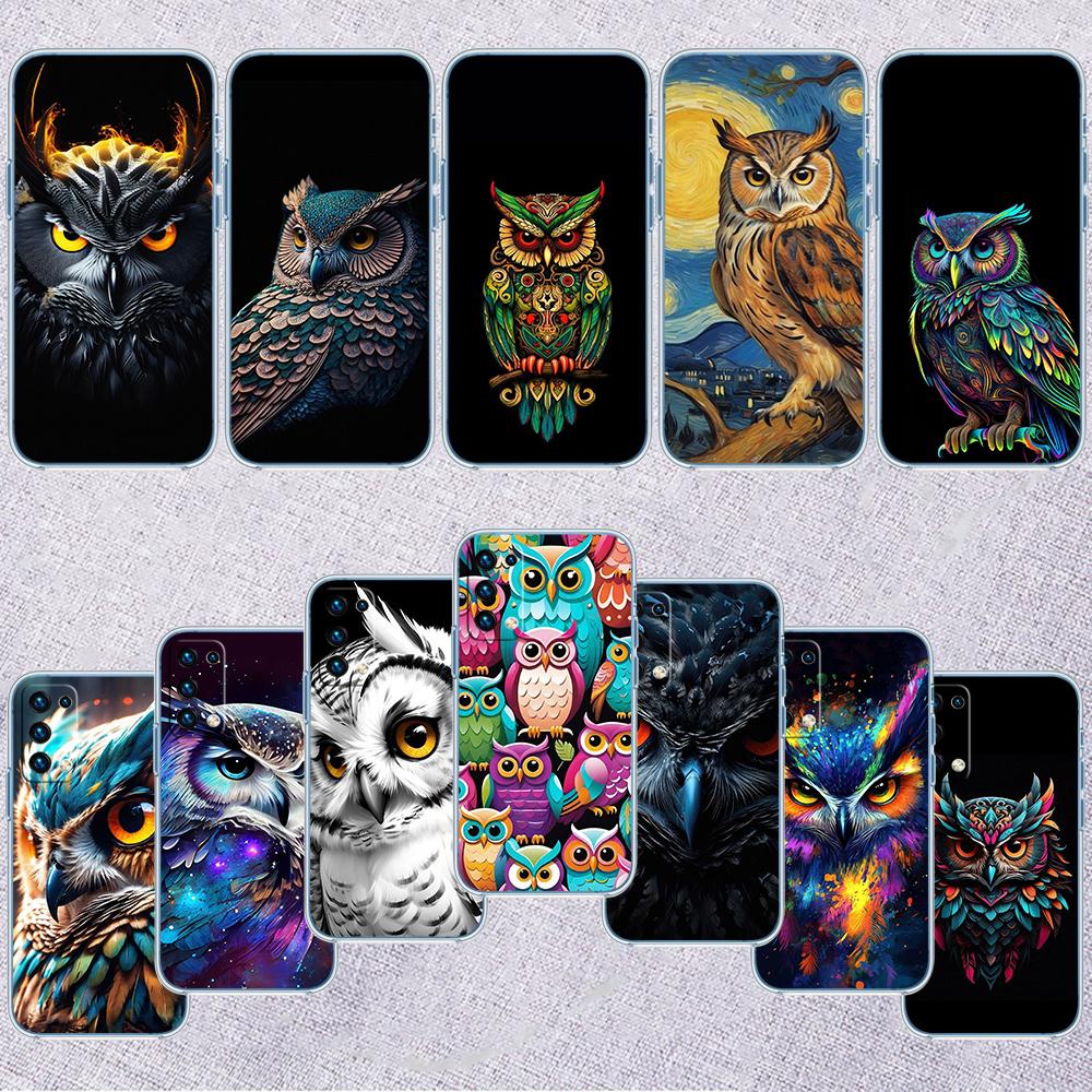 RP13 Cartoon Art Owl Transparent Phone Case for Motorola Moto Edge 20 30 40 50 S30 Fusion Ultra Pro Neo Lite + G200 G23