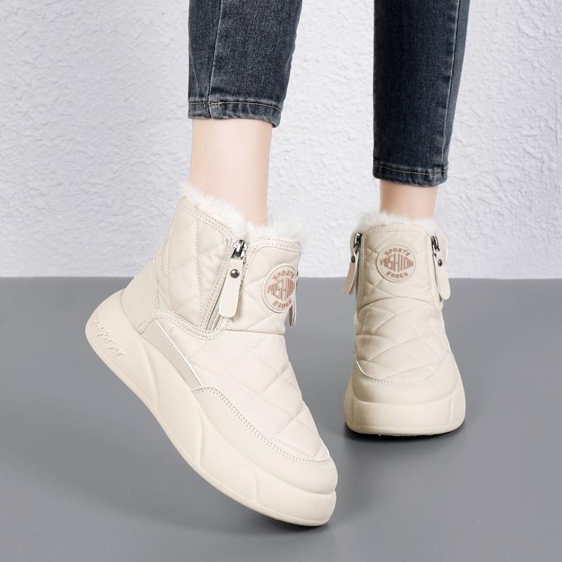 34-42 Women's Winter Plus Size Fashionable Double Zipper Thick Soled High Top Cotton Shoes Women's Snow Boots