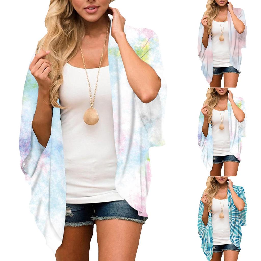 Women's Fashion Chiffon Printed Cardigan Loose Plus Size Beach Cover-Ups
