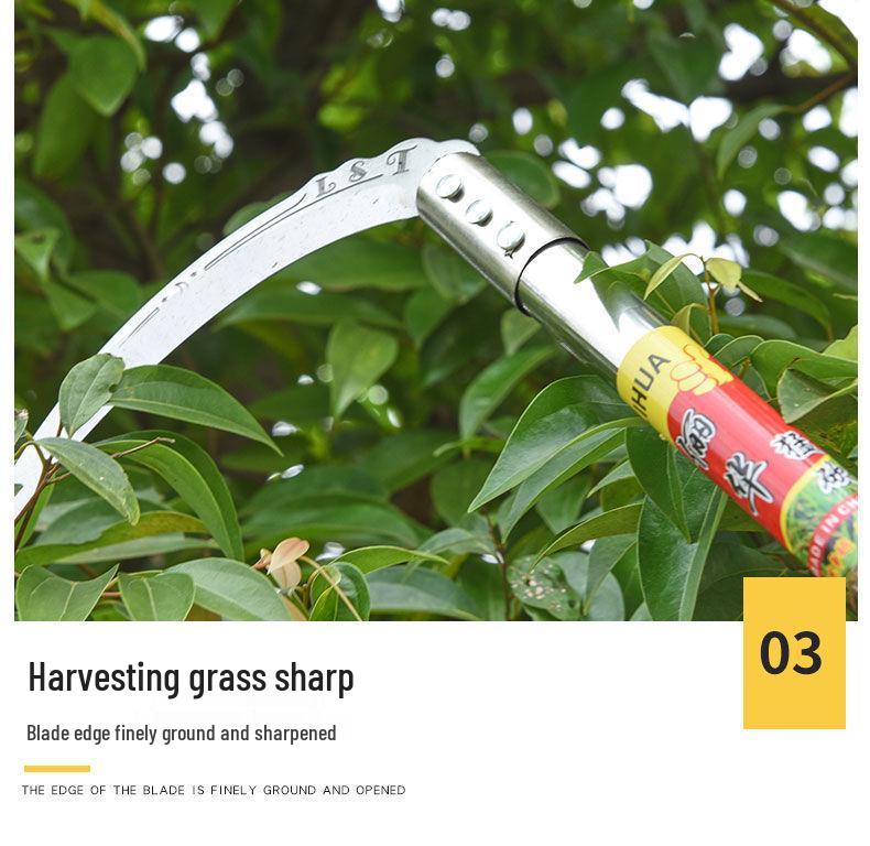 Sense mit extra langem Stiel für Gras, Mais, Weizen und Camping