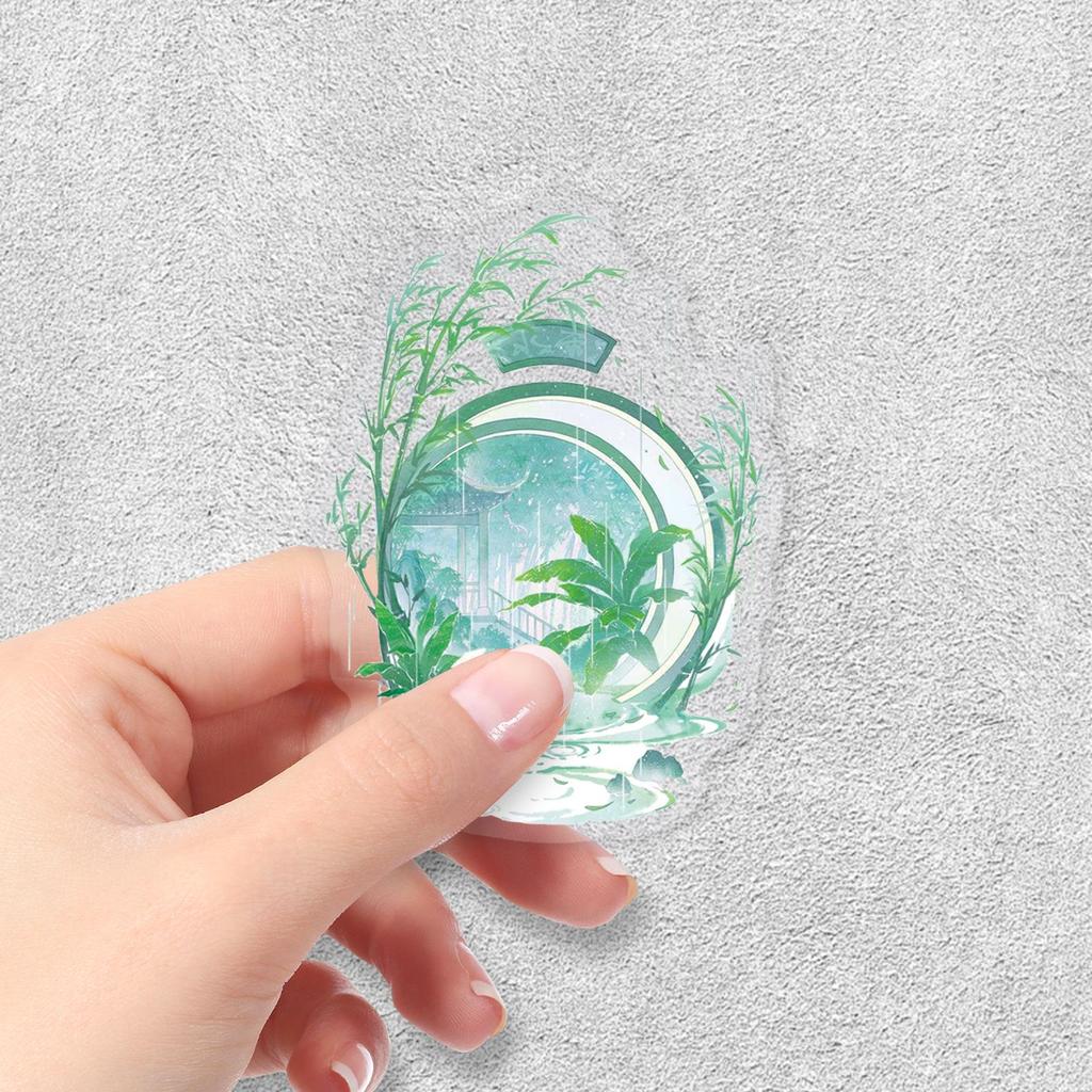 50 Sheets Chinese-Style Transparent Stickers: Elegant Ancient Graffiti for Crafts, Storage Boxes, Notebooks, and Envelopes.