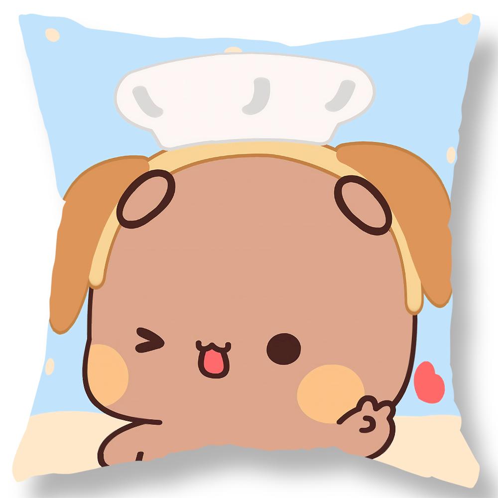 Short plush material pillowcaseBubu Bear Dudu Ball Printed Pillowcase Kawaii Cartoon Anime Sofa Cushion Cover Bedroom Room Pillo
