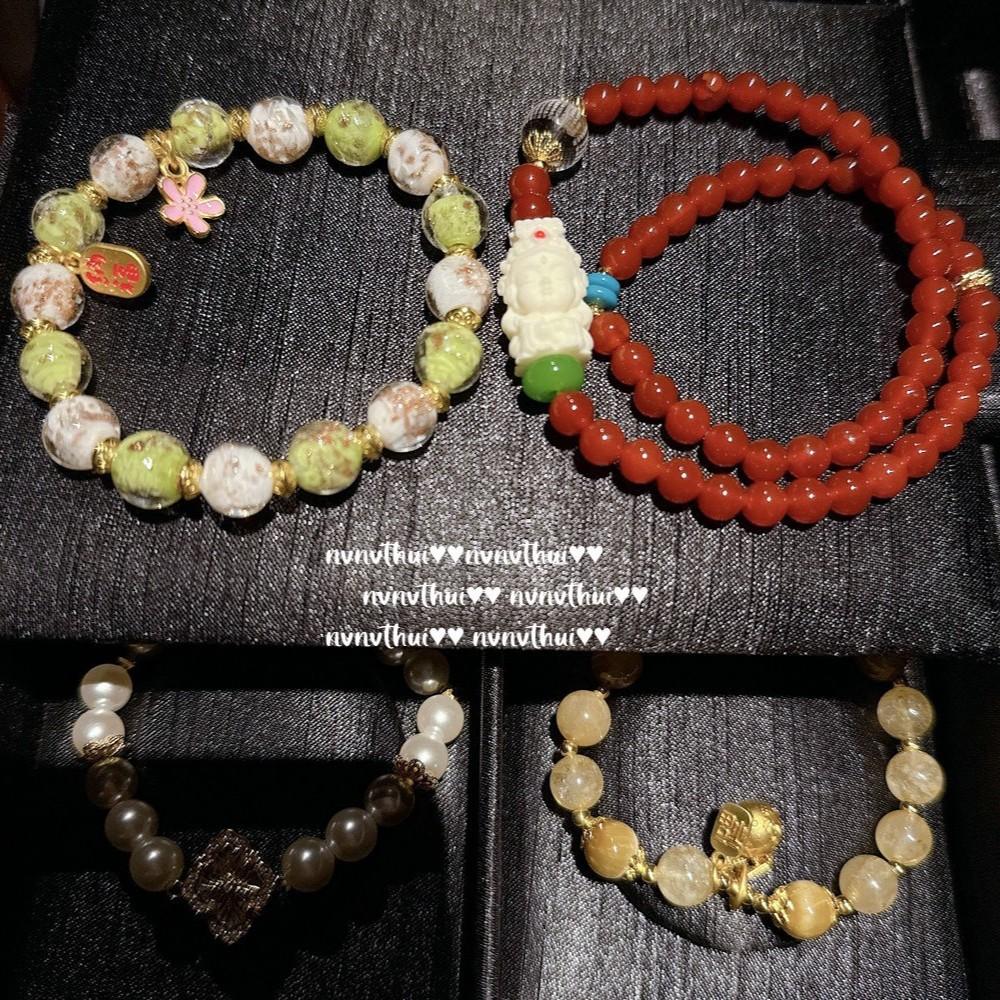 Ancient Flower Thread Screw Tin Tiger Eye Stone Gold Swallowing Beast Bracelet, New Chinese Style, Proverbs Baby Buddha Agate Blessing Bead Bracelet.