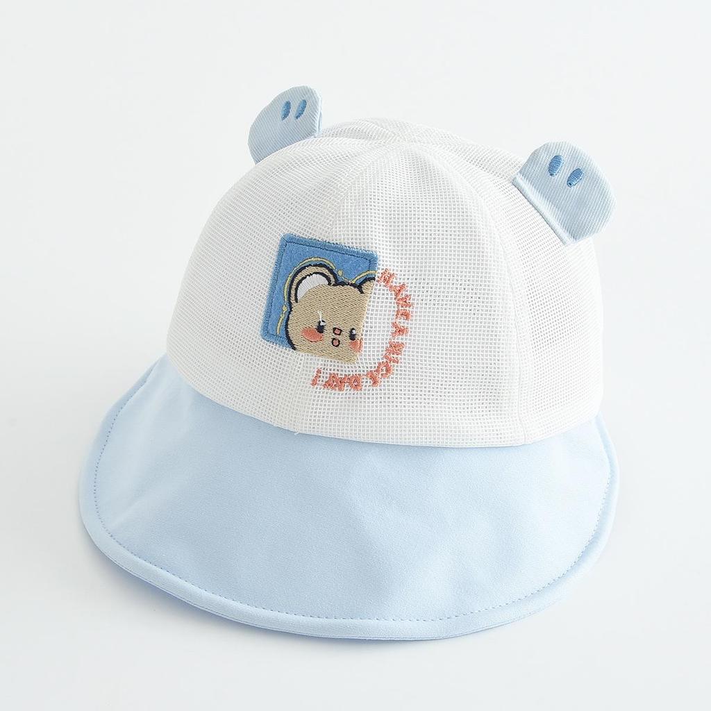 Adorable Cartoon Baby Mesh Sun Hat - Breathable, Windproof, Outdoor Bucket Design