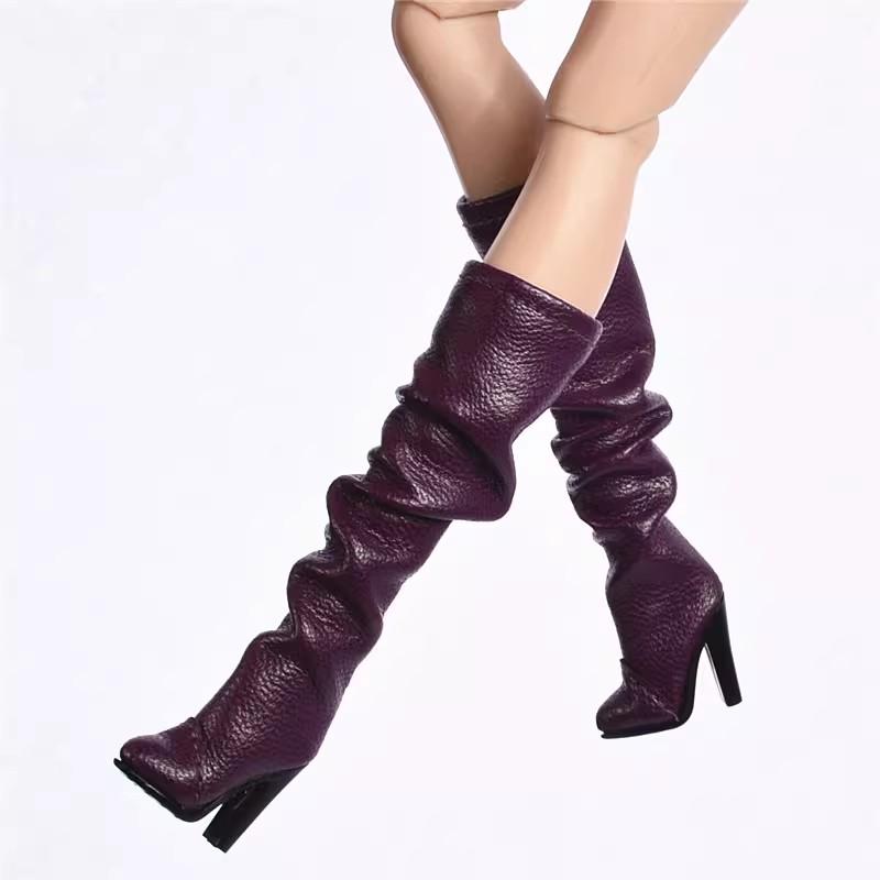 

1/6 Doll Wrinkle Knee High Boots Trendy High Heel Shoes Supermodel Doll Dress Up Toy Boots For 12Inch Figure Fr2 Fr6.0 30Cm Doll
