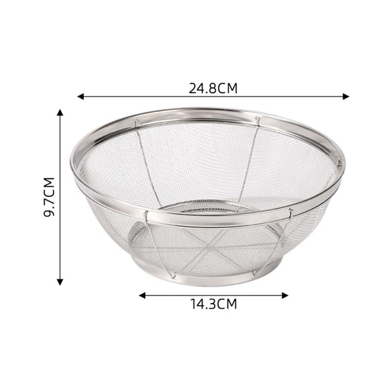 1pcs Stainless Steel Rice Washing Sieve Fine Mesh Basket Kitchen Colander Fruit Rinser Strainer Container Vegetable Washing Bowl