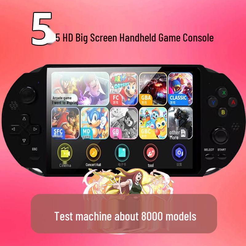 7-Inch HD Handheld Game Console with Joystick and Retro Arcade Games