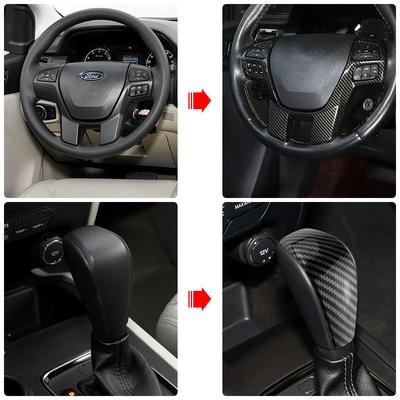 Für Ford Everest 2015-2019 Ranger 2015-2017 AT Schalthebelknauf Aufkleber Zierleiste Lenkrad Styling Abdeckung Innenraumzubehör