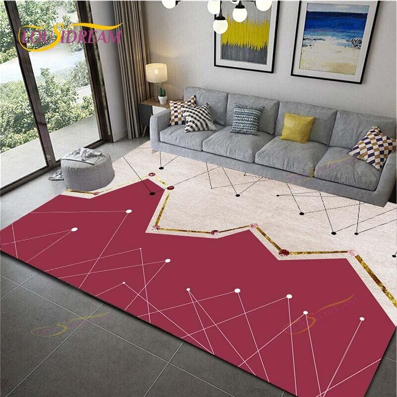 Geometric Carpet for Living Room Velvet Rug Kids Bedroom Bedside Rugs Soft Square Fluffy Carpets Home Sofa Table Decor Mat