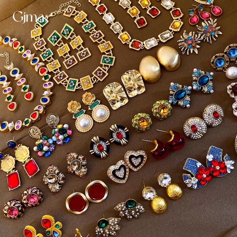 Silver Needle Vintage Pearl and Rhinestone Flower Earrings - French High-End Niche Court Style