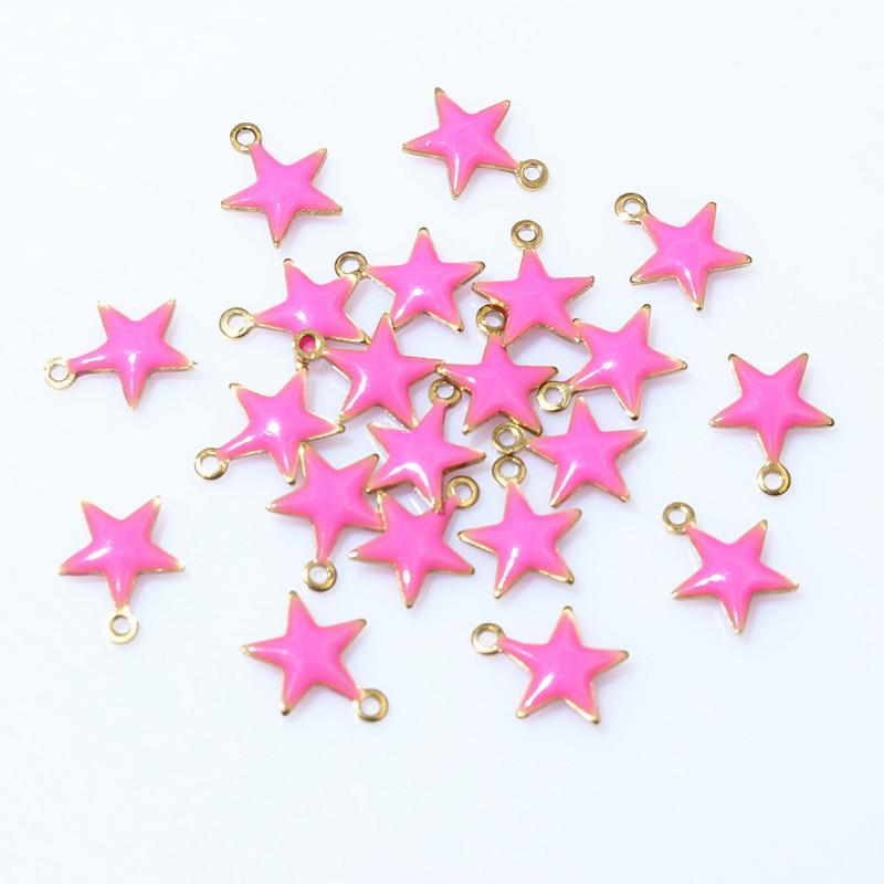 20pcs 8.5x7mm Enamel Small Star Charms Pendant Stainless Steel DIY Jewelry Making Accessories Findings for Bracelet Earrings